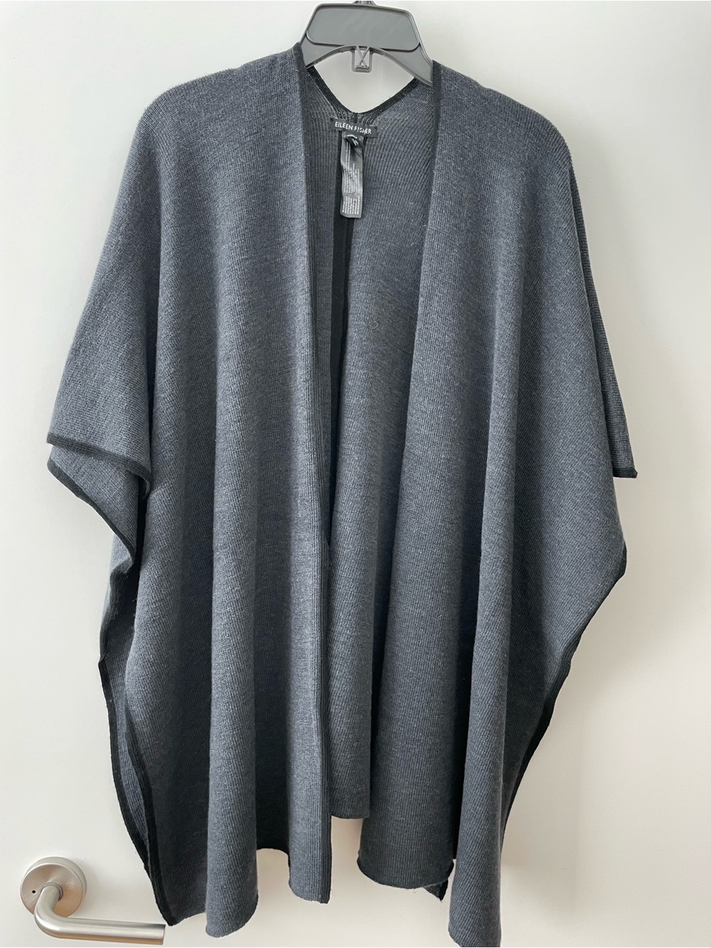 Eileen Fisher Charcoal Gray Open-Front Poncho Sweater. Excellent condition!